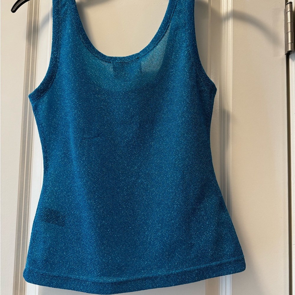 Cynthia Rowley Blue Fitted Sleeveless Tank Top - Picture 2 of 4